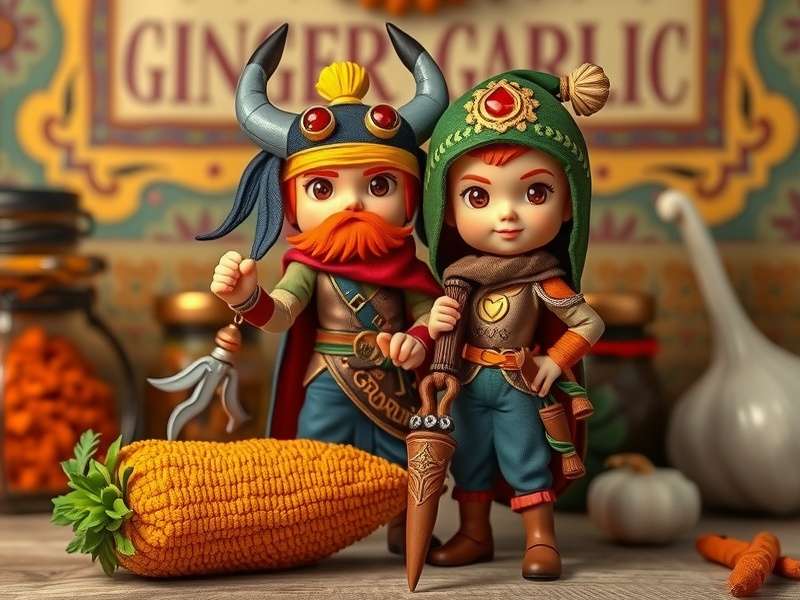 Ginger Garlic Guardian game heroes standing against a backdrop of Indian spices